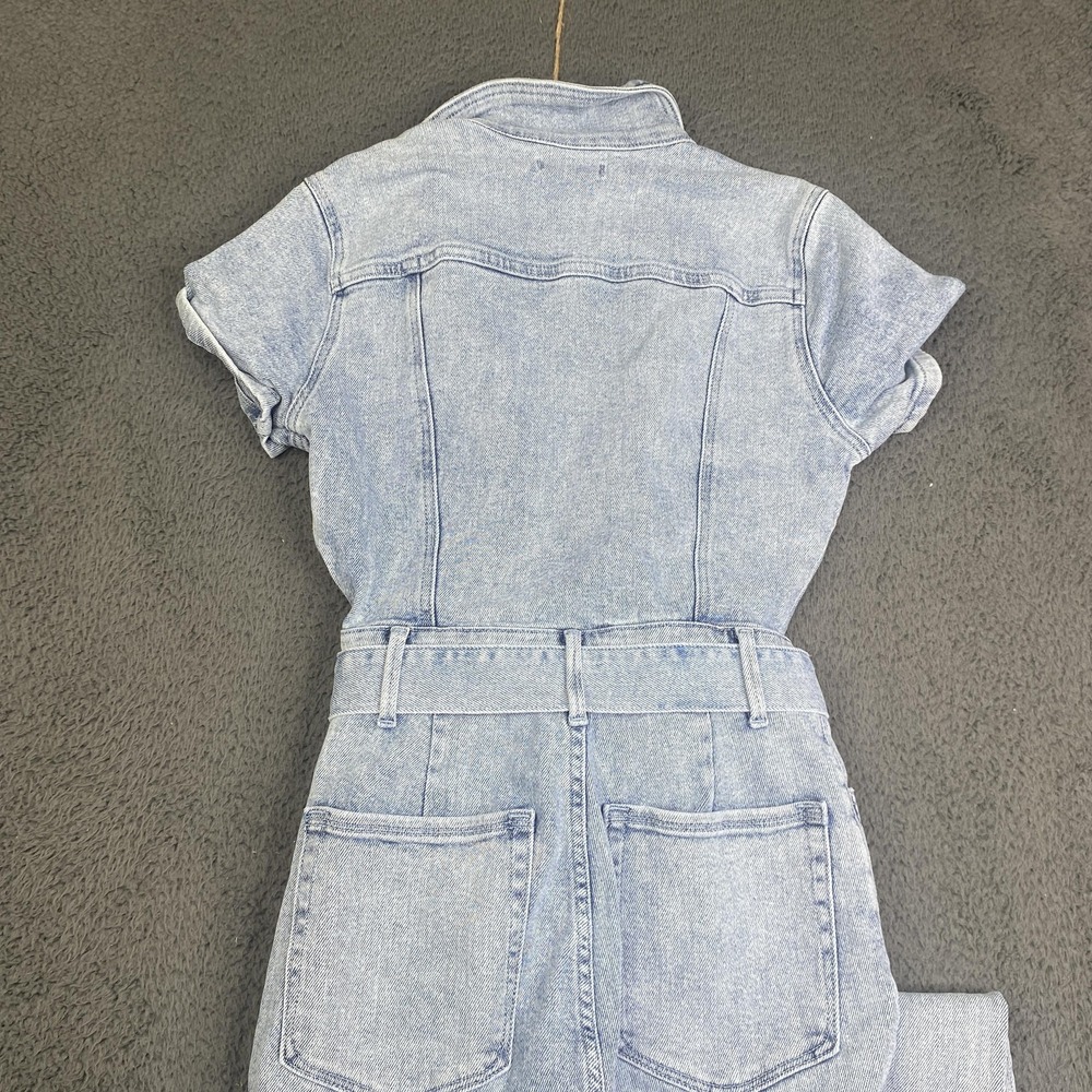 Good American Jumpsuit Womens Size 1 Light Wash Denim Short Sleeve Belted Blue - Picture 13 of 13